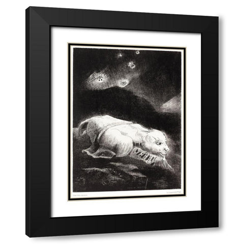 When Life Was Awakening in the Depths of Obscure Matter Black Modern Wood Framed Art Print with Double Matting by Redon, Odilon