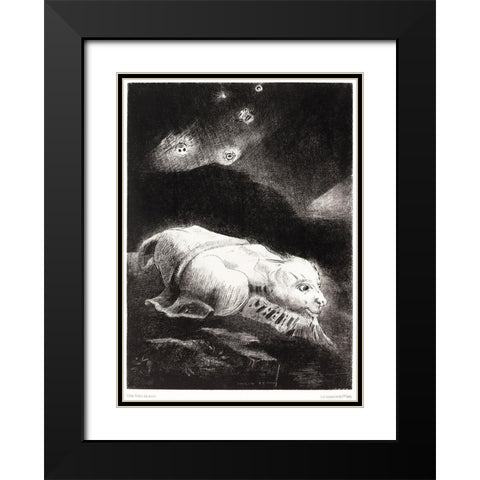 When Life Was Awakening in the Depths of Obscure Matter Black Modern Wood Framed Art Print with Double Matting by Redon, Odilon