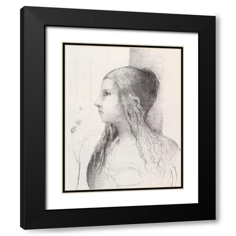 Brunnhilde Black Modern Wood Framed Art Print with Double Matting by Redon, Odilon