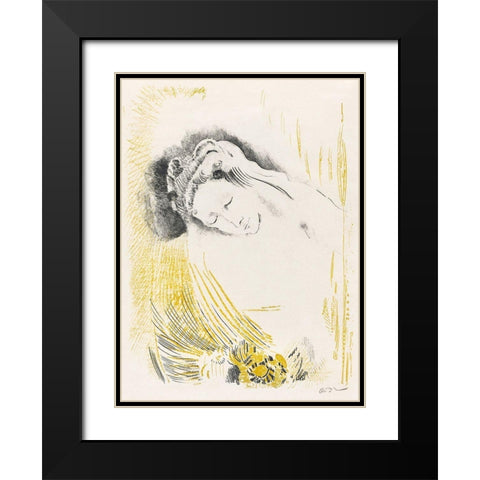 The Shulamite Black Modern Wood Framed Art Print with Double Matting by Redon, Odilon