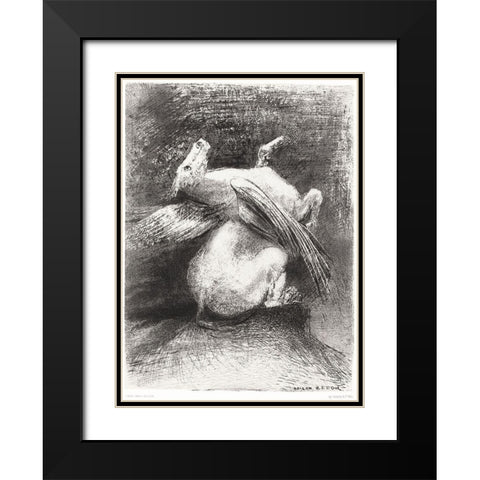 The Impotent Wing Did Not Lift the Animal Into That Black Space  Black Modern Wood Framed Art Print with Double Matting by Redon, Odilon