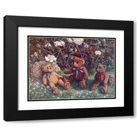 Bears and Roses Black Modern Wood Framed Art Print with Double Matting by Kruskamp, Janet