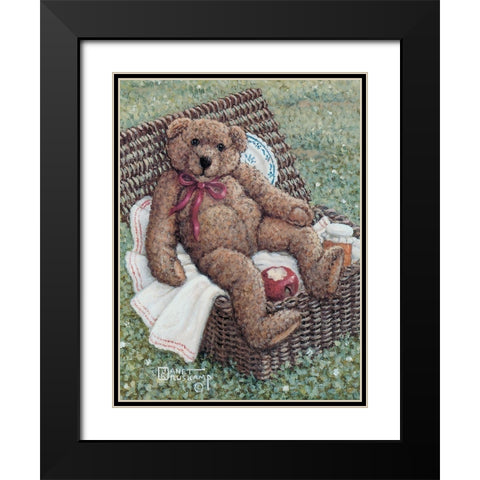 Bear in a Basket Black Modern Wood Framed Art Print with Double Matting by Kruskamp, Janet