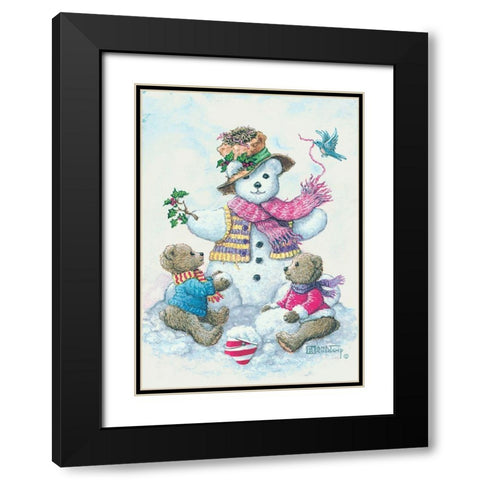 Snowman Teddy Bear II Black Modern Wood Framed Art Print with Double Matting by Kruskamp, Janet