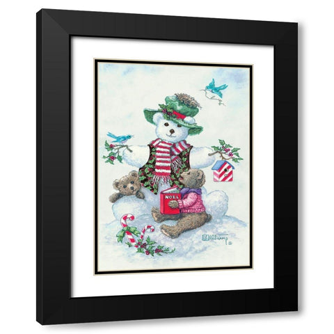 Snowman Teddy Bear I Black Modern Wood Framed Art Print with Double Matting by Kruskamp, Janet