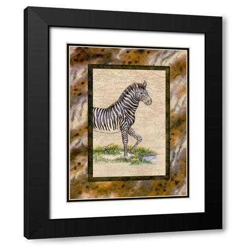 Zebra Black Modern Wood Framed Art Print with Double Matting by Kruskamp, Janet