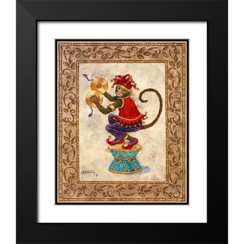 Monkey With Cymbals Black Modern Wood Framed Art Print with Double Matting by Kruskamp, Janet