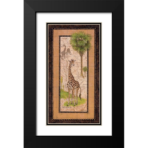 Map with Giraffe Black Modern Wood Framed Art Print with Double Matting by Kruskamp, Janet