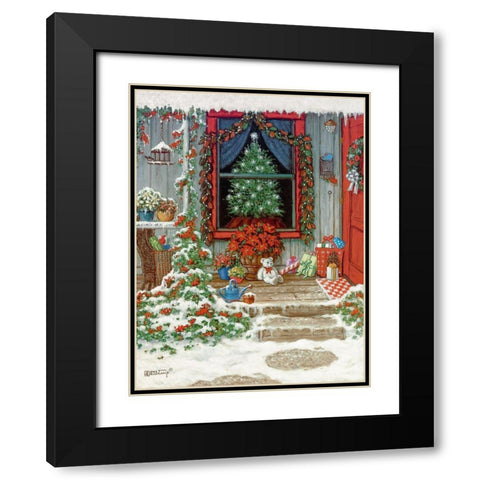 Holiday Front Porch Black Modern Wood Framed Art Print with Double Matting by Kruskamp, Janet