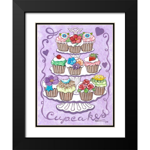 Cupcakes Black Modern Wood Framed Art Print with Double Matting by Kruskamp, Janet