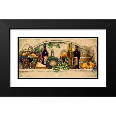 Wine, Fruit and Cheese Black Modern Wood Framed Art Print with Double Matting by Kruskamp, Janet