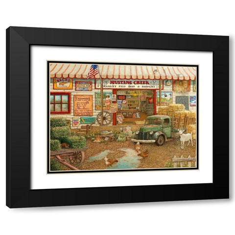 Mustang Creek Feed Store Black Modern Wood Framed Art Print with Double Matting by Kruskamp, Janet