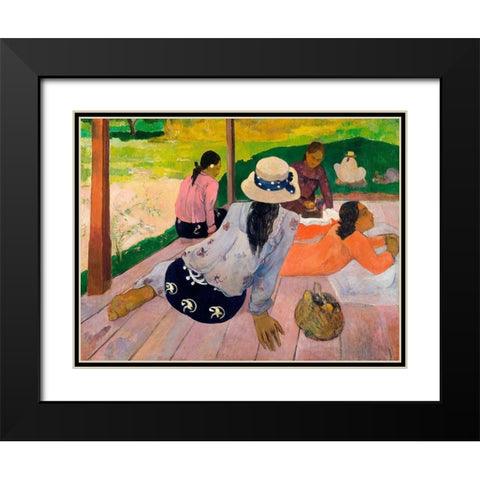 The Siesta Black Modern Wood Framed Art Print with Double Matting by Gauguin, Paul