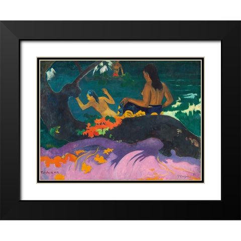 By the Sea Black Modern Wood Framed Art Print with Double Matting by Gauguin, Paul