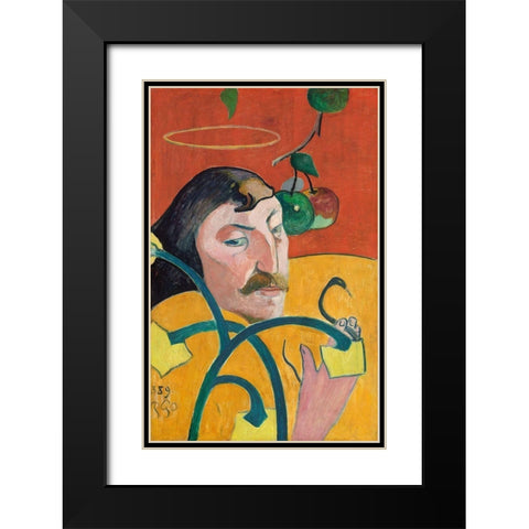 Self-Portrait Black Modern Wood Framed Art Print with Double Matting by Gauguin, Paul