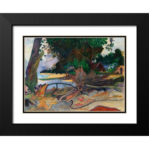 The Hibiscus Tree Black Modern Wood Framed Art Print with Double Matting by Gauguin, Paul