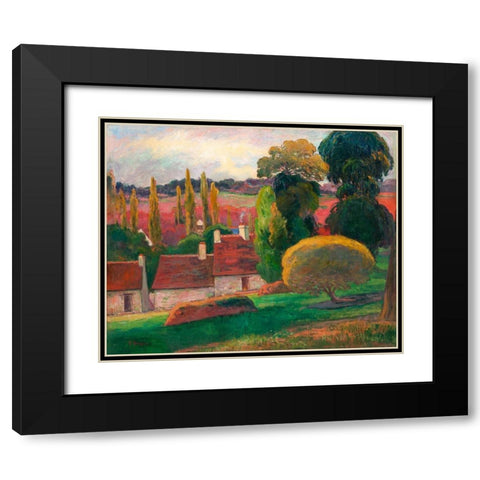 A Farm in Brittany Black Modern Wood Framed Art Print with Double Matting by Gauguin, Paul