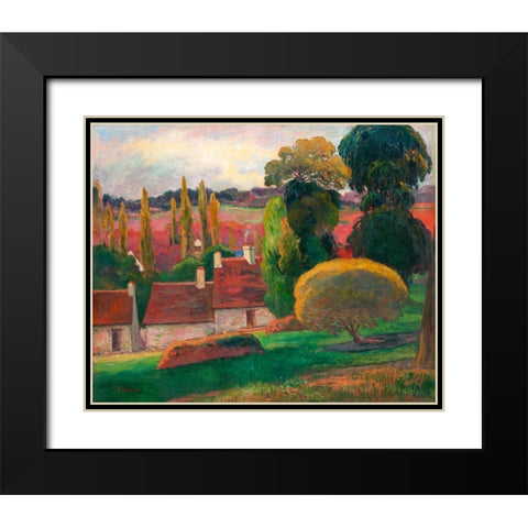 A Farm in Brittany Black Modern Wood Framed Art Print with Double Matting by Gauguin, Paul