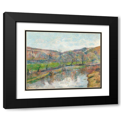Brittany Landscape Black Modern Wood Framed Art Print with Double Matting by Gauguin, Paul