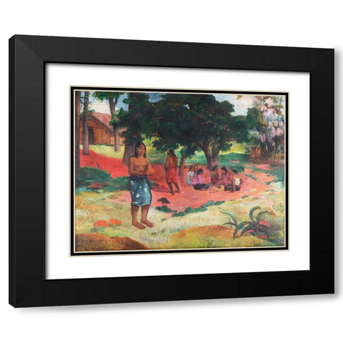 Whispered Words Black Modern Wood Framed Art Print with Double Matting by Gauguin, Paul