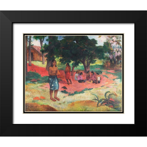 Whispered Words Black Modern Wood Framed Art Print with Double Matting by Gauguin, Paul