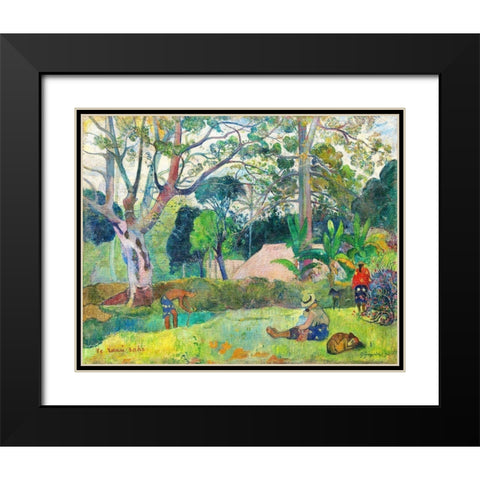The Big Tree Black Modern Wood Framed Art Print with Double Matting by Gauguin, Paul