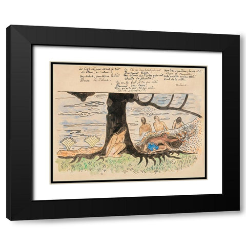 Tahitians Fishing Black Modern Wood Framed Art Print with Double Matting by Gauguin, Paul