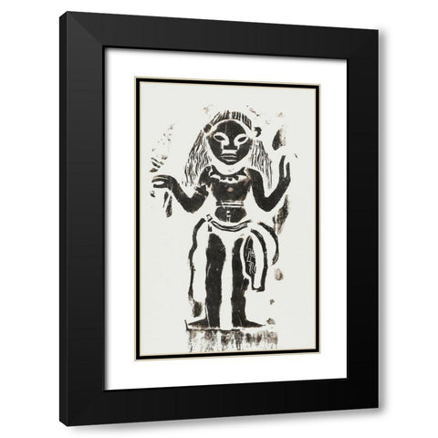 Hina Black Modern Wood Framed Art Print with Double Matting by Gauguin, Paul