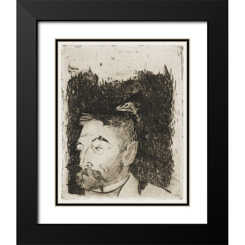 Portrait of Stephane Mallarme Black Modern Wood Framed Art Print with Double Matting by Gauguin, Paul