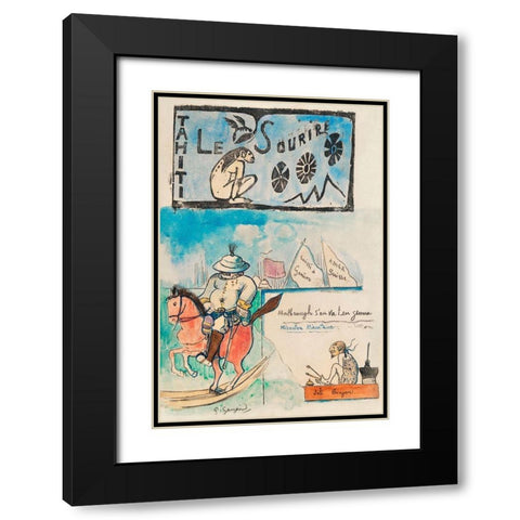 Caricatures of Gauguin and Governor Gallet, with headpiece from Le sourire Black Modern Wood Framed Art Print with Double Matting by Gauguin, Paul