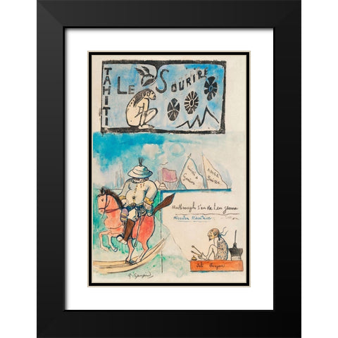 Caricatures of Gauguin and Governor Gallet, with headpiece from Le sourire Black Modern Wood Framed Art Print with Double Matting by Gauguin, Paul