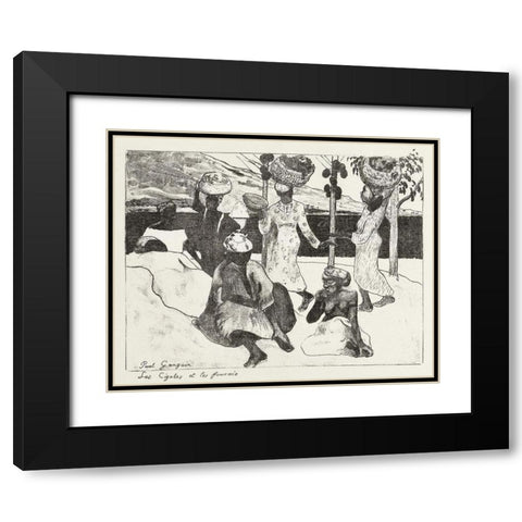 Seven Women on the Water in Martinique Black Modern Wood Framed Art Print with Double Matting by Gauguin, Paul