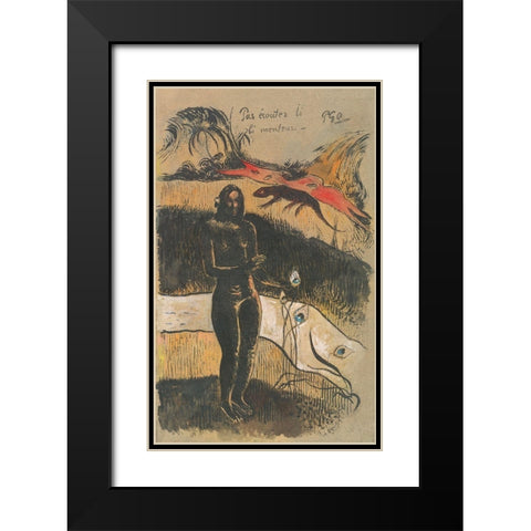 Delightful Land (Nave Nave Fenua) Black Modern Wood Framed Art Print with Double Matting by Gauguin, Paul