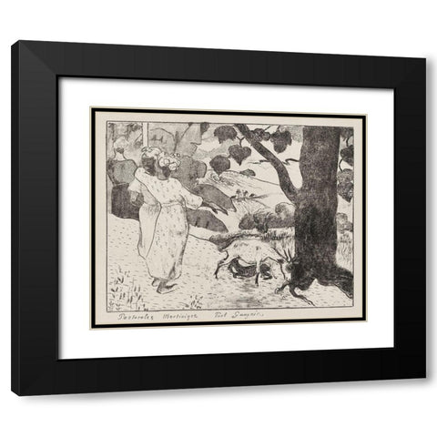 Pastorales Martiniques (Martinique Pastorals) Black Modern Wood Framed Art Print with Double Matting by Gauguin, Paul