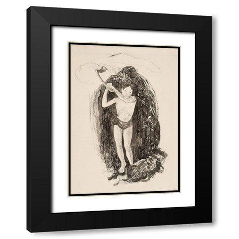 Man with an Ax Black Modern Wood Framed Art Print with Double Matting by Gauguin, Paul