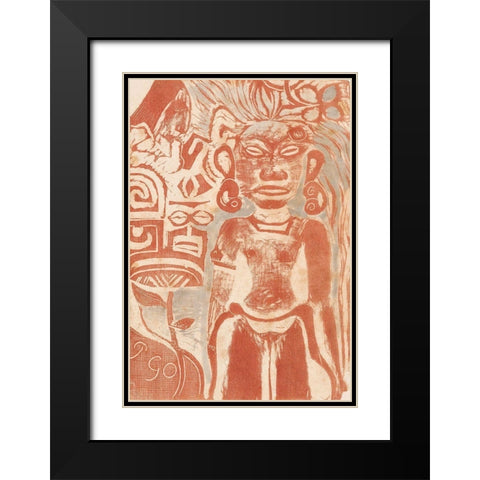 Tahitian Idol the Goddess Hina Black Modern Wood Framed Art Print with Double Matting by Gauguin, Paul