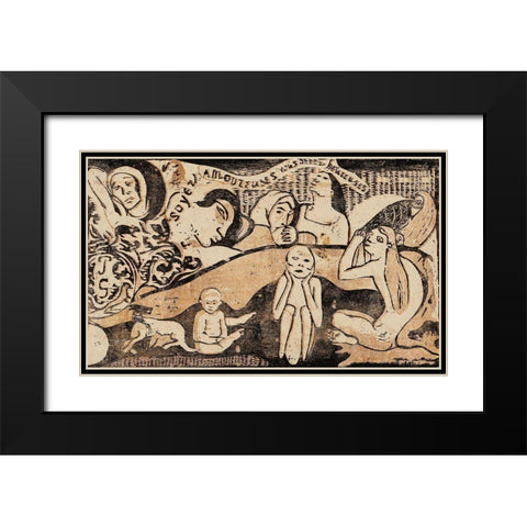 Love, and You Will Be Happy Black Modern Wood Framed Art Print with Double Matting by Gauguin, Paul
