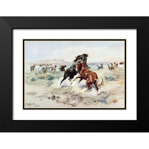 The Challenge Black Modern Wood Framed Art Print with Double Matting by Russell, Charles Marion