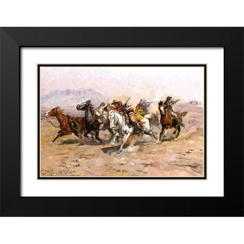 Outnumbered Black Modern Wood Framed Art Print with Double Matting by Russell, Charles Marion