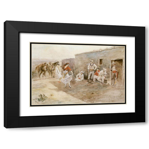 Casa Alegre Black Modern Wood Framed Art Print with Double Matting by Russell, Charles Marion