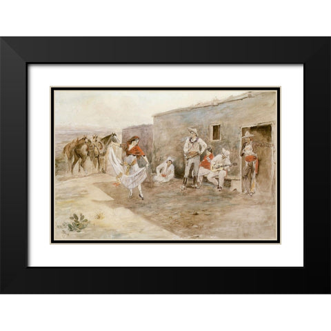Casa Alegre Black Modern Wood Framed Art Print with Double Matting by Russell, Charles Marion
