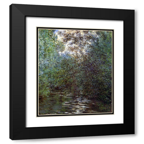 Le Fleuve Aux Saules Black Modern Wood Framed Art Print with Double Matting by Monet, Claude