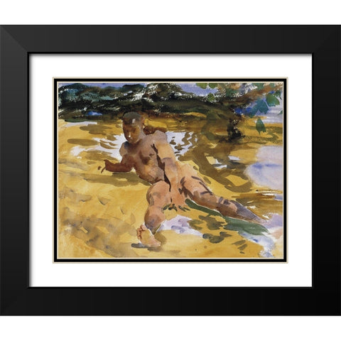 Figure on a beach, Florida Black Modern Wood Framed Art Print with Double Matting by Sargent, John Singer