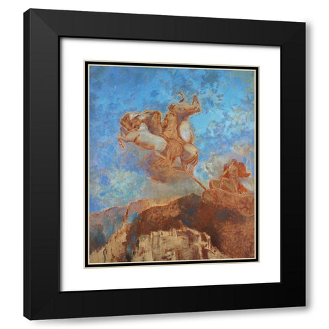 The Chariot of Apollo Black Modern Wood Framed Art Print with Double Matting by Redon, Odilon