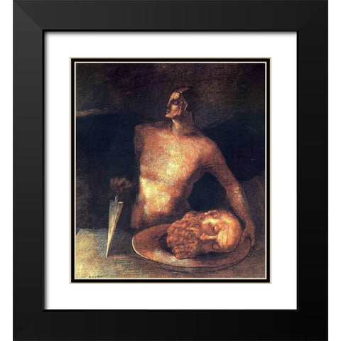 Angel Executions Black Modern Wood Framed Art Print with Double Matting by Redon, Odilon