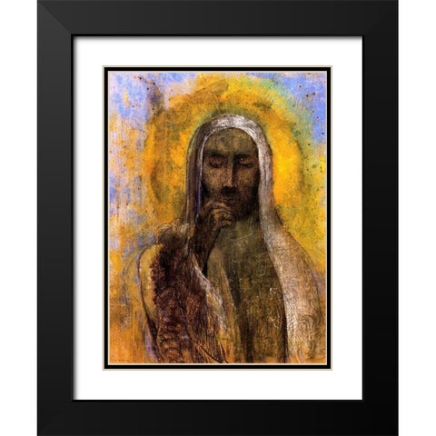 Christ in Silence Black Modern Wood Framed Art Print with Double Matting by Redon, Odilon
