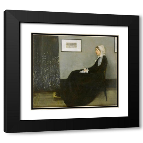 Whistlers Mother Black Modern Wood Framed Art Print with Double Matting by Whistler, James McNeill