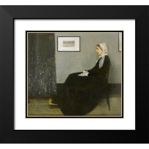 Whistlers Mother Black Modern Wood Framed Art Print with Double Matting by Whistler, James McNeill