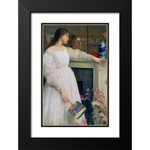 Symphony in White no 2, The Little White Girl Black Modern Wood Framed Art Print with Double Matting by Whistler, James McNeill