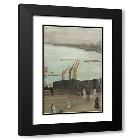 Variations in Pink and Grey, Chelsea Black Modern Wood Framed Art Print with Double Matting by Whistler, James McNeill